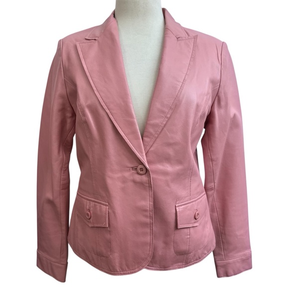 John Paul Richard Light Pink Leather Blazer Jacket Size Medium - Picture 2 of 13